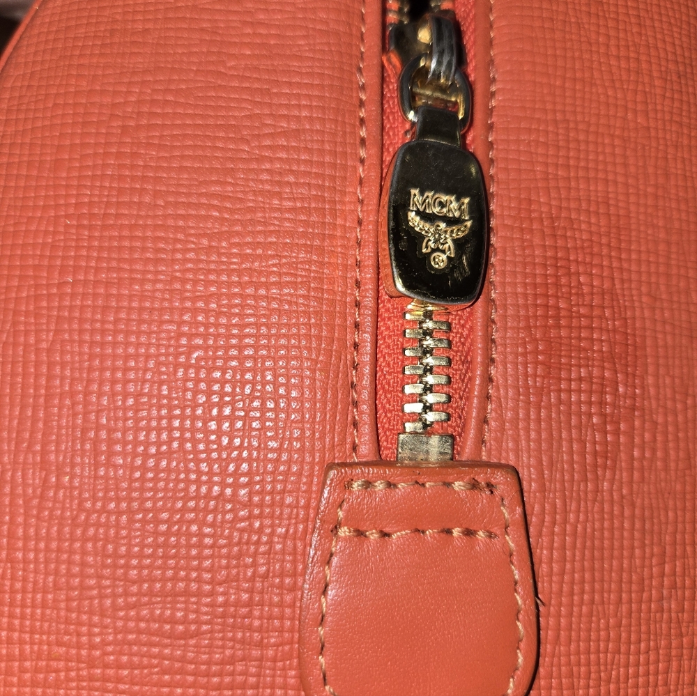 MCM Bright Orange Small Boston Satchel Bag - Picture 6 of 14
